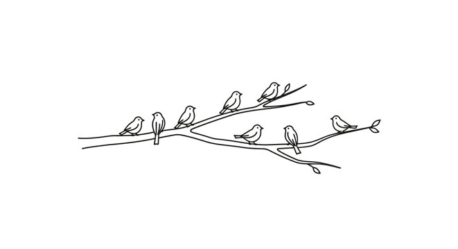 A group of birds on a branch.