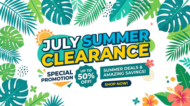 July Summer Clearance Sale Promotion Banner