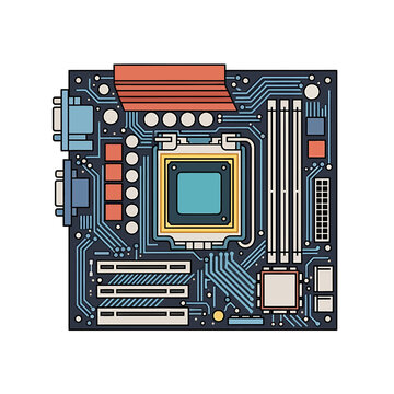 Computer Motherboard Vector Image