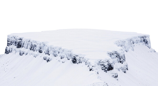 Snow covered plateau rock formation