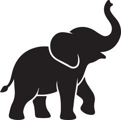 Baby Elephant Silhouettes with Raised Trunk Vector © MdHasan