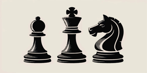 Black chess pieces with a queen on a wooden board showing strategy, competition, and the challenge of the game © mahabubmorshed