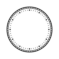 Fototapeta premium Mechanical clock face, bezel. Watch dial with minute and hour marks. Timer or stopwatch element. Blank measuring circle scale with divisions. Vector illustration