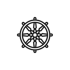 Fototapeta premium Outline Ship Wheel Vector Icon