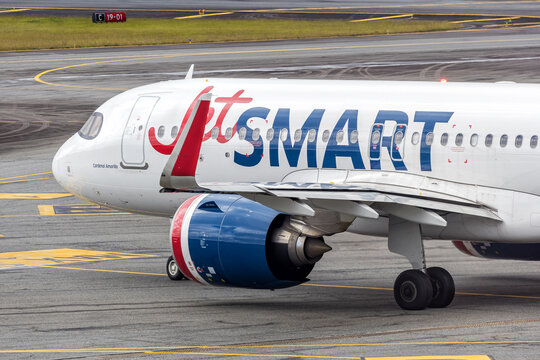 JetSmart Airbus A320neo airplane at Medellin airport in Colombia