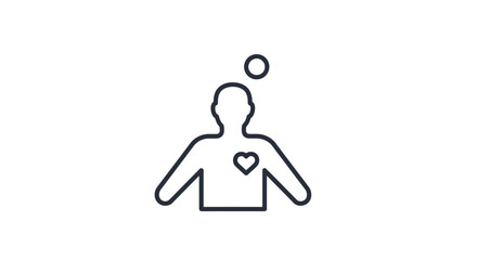 Fototapeta premium A person with a heart on their chest and a thought bubble.