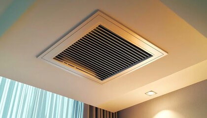 Ceiling air vent with integrated light fixture in a modern room interior