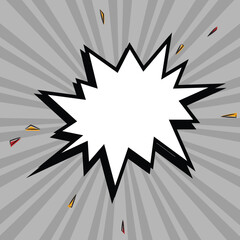Fototapeta premium Surprising boom cloud with stars and lightnings in halftone background for sales and promotions. Banner template for surprises and bursting events. Vector illustration in pop art style