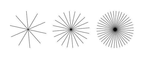 Obraz premium Radial sun line pattern ray shape icon. Vector graphic star circular burst sun linear concentric abstract starburst