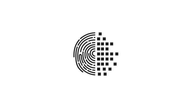 a black and white image of a fingerprint with squares.