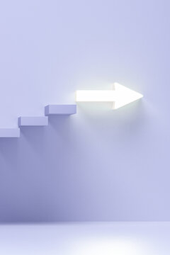 Glowing arrow indicating progress on abstract steps