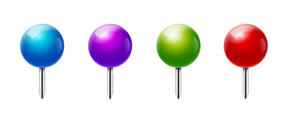 Pushpin thumbtack 3d icon set. Map pin vector realistic tack thumb isolated icon