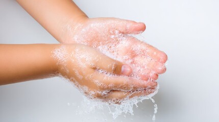 Fototapeta premium Handwashing action home health awareness clean environment close-up view hygiene practices