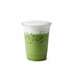 Refreshing Iced Matcha Latte with Creamy Foam Topping.
