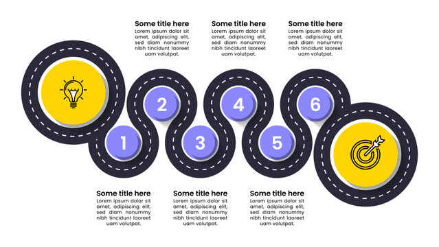 Infographic template. Circular road with 6 steps