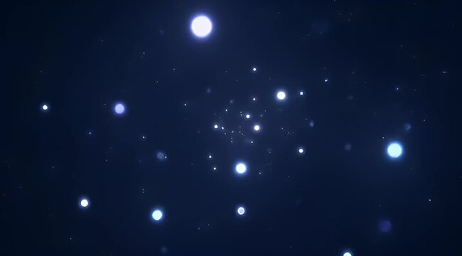 Abstract image of glowing spheres against a dark blue space background