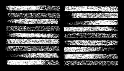 Fototapeta na wymiar Long grunge brush strokes, lines, ink smudges, hand-drawn scribble shapes. Handmade sketchy marks, stains, charcoal streaks. Paint textures, dry brush effect. Marker underline. Vector illustration