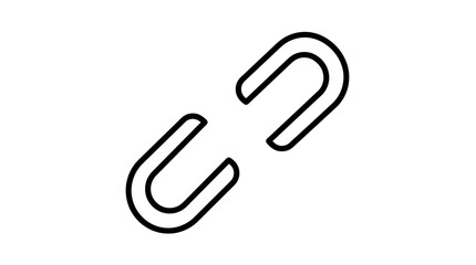 Obraz premium Minimalist black icon of a broken chain link, symbolizing disconnection, failure, or separation, representing broken links, malfunction, or loss of connectivity in a clean design.