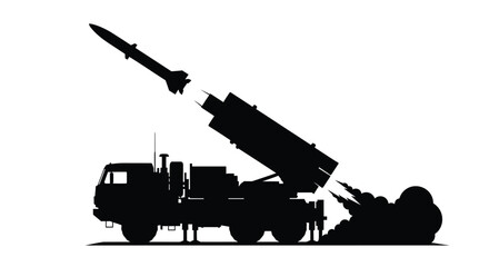 Military launch system firing a missile dramatic black silhouette © MDALTUFHOSAIN