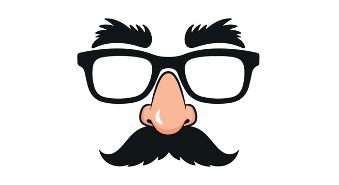 Cartoon illustration of a man's face with glasses and mustache on a white background.