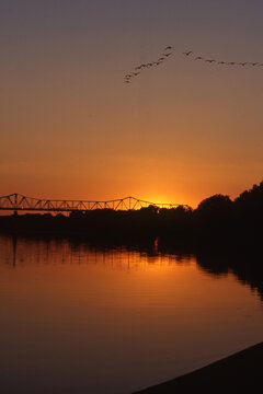 sunset over the river