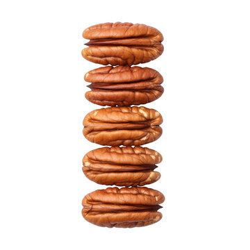 A stack of pecan nuts isolated on transparent background