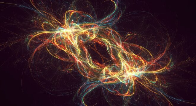 Complex interweaving flow of vibrant, luminous energy streams, creating a dense, dynamic background of pure, maximal abstraction, visual, digital, energy
