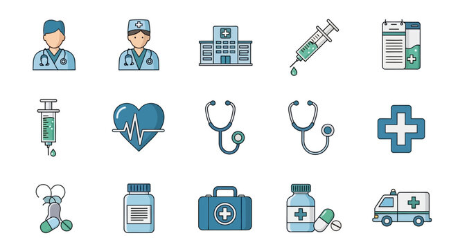 Medical icons and healthcare symbols.