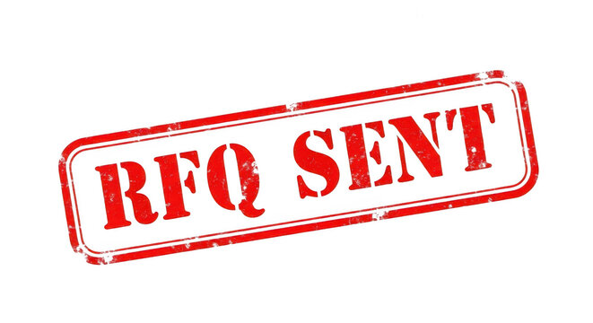 Red ink rubber stamp with the text RFQ SENT for business document isolated png