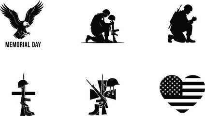 Naklejka premium Memorial day tribute with patriotic symbols and fallen heroes