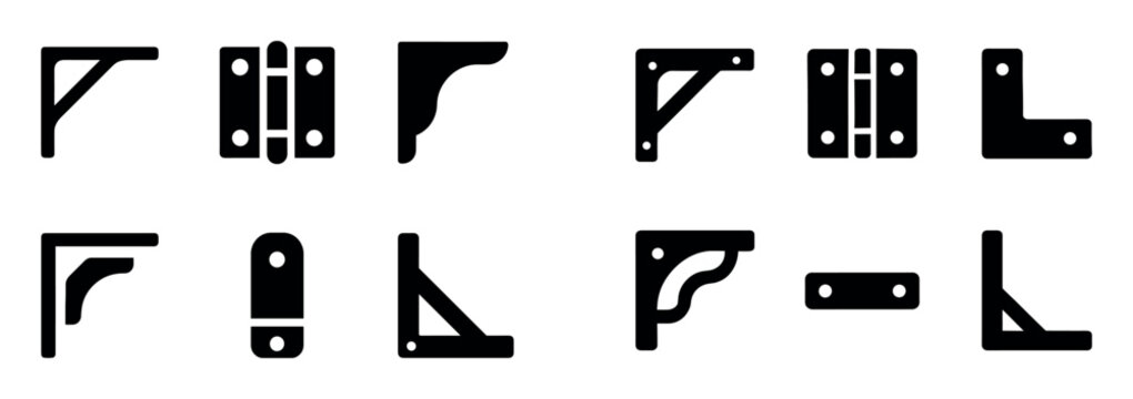 Hardware icons with brackets hinges minimal
