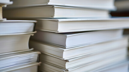 Fototapeta premium A stack of white books on a white background