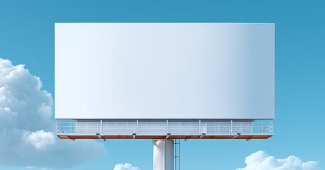 Big blank billboard mockup against open sky with clouds, outdoor advertising display template