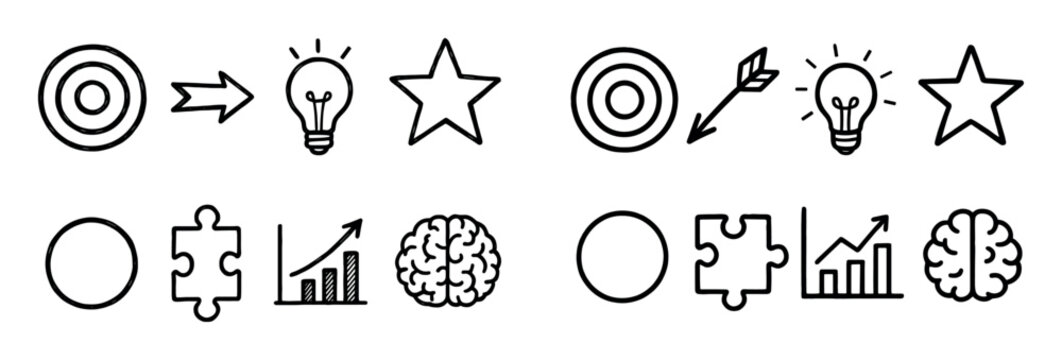 Idea icons with target bulb star outline