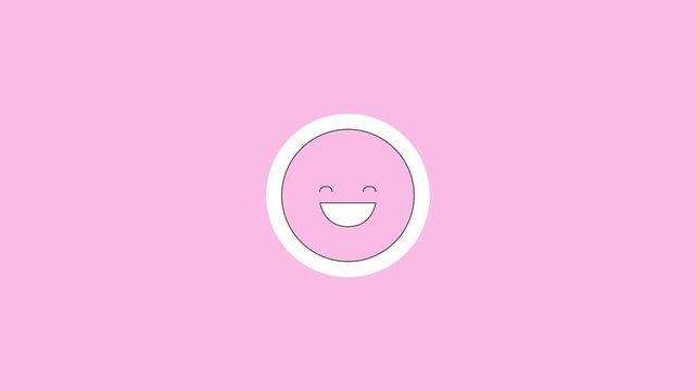 Happy laughing emoji digital sticker animation. Excitement reaction. Giggle chuckle emotion. Isolated animated icon with transparent background. Applying die-cut design. 4K video overlay element