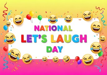 Fototapeta premium National lets laugh day celebration with laughing emojis and colorful decorations