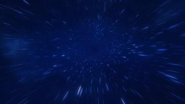 A deep dive into a futuristic warp tunnel with accelerating light streaks