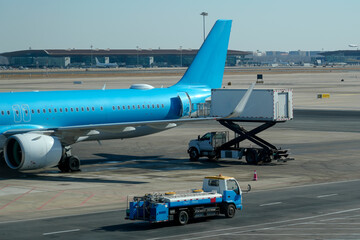 Passenger aircraft maintenance, catering truck and toilet waste pumping machine