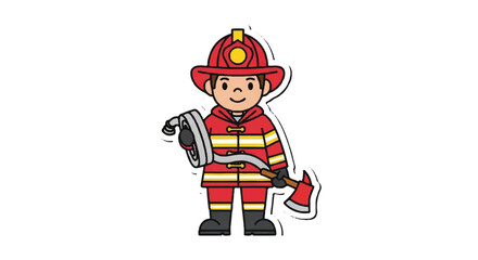Cartoon firefighter illustration isolated white background