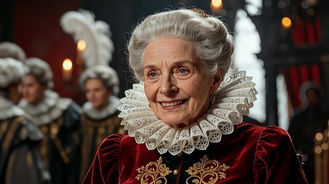 Anciana noble con vestido isabelino