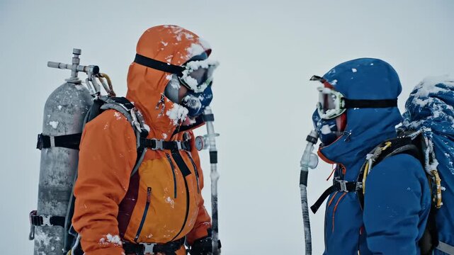 Resilient Mountaineers Battling Blizzard, Adjusting Oxygen Supply