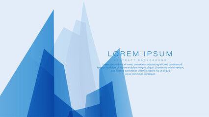 Fototapeta premium Abstract building geometric shapes in cool blue tones