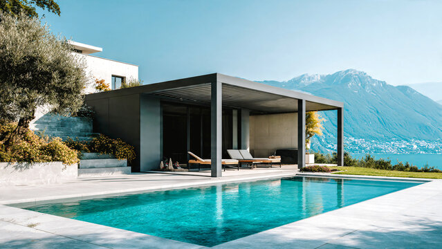 Poolhouse au bord de la piscine