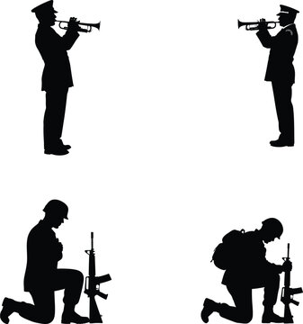 Memorial day tribute silhouettes honoring fallen heroes