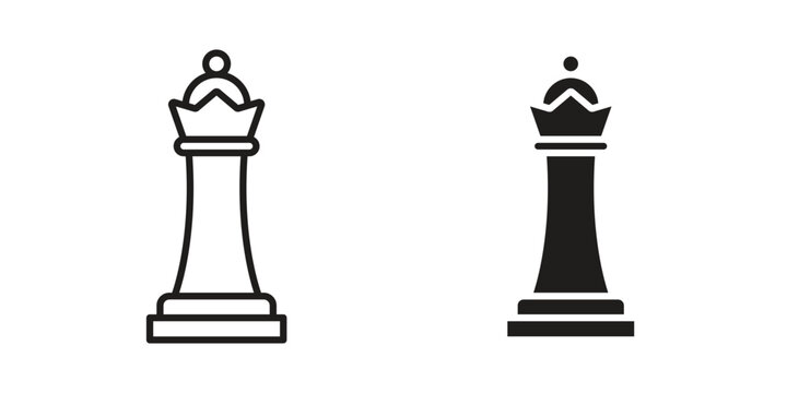 Chess queen icon line vector illustration in solid color design