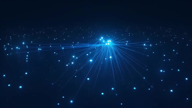 Abstract blue network connections with glowing nodes and interconnected data points