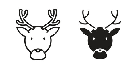 Deer rudolph icon line vector illustration in solid color design © Franklin