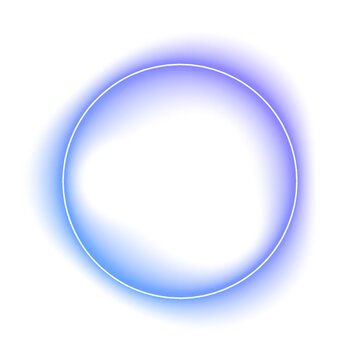 Bright blue neon circle with subtle glowing gradient. Transparent PNG highlights futuristic design and soft illumination for digital artworks. Perfect for banners and UI components.