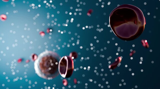 3d visualization red blood cell flow footage, 3d illustration rendering 