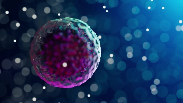 visualization of stem cell in blue tone footage, 3d illustration rendering 